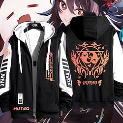 Genshin-impact Hutao Overkleding Hoodie met rits Anime Voorvak Grafisch Voor Voor Stel Voor heren Dames Volwassenen Heet stempelen Casual / Dagelijks Lightinthebox