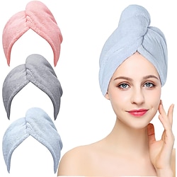 Image of 3 confezioni di asciugamani per capelli in microfibra, turbanti per capelli per capelli bagnati, asciugamani per avvolgere i capelli asciutti per capelli ricci donne anti crespo Lightinthebox