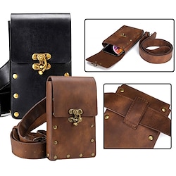 Belt Pouch Waist Bag Fanny Pack Medieval Vintage Leather Pouch Cellphone Holder Holster Carry Belt Purse Pocket Casual Hiking Festival Renaissance Faire Costume Travel Wallet Messenger
