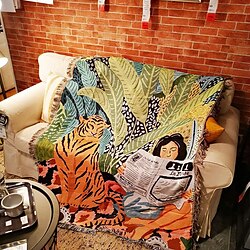 Image of coperta da picnic personaggio dei cartoni animati animale quattro stagioni coperta di cotone universale sfondo nordico coperta di stoffa coperta per divano cuscino per divano coperta asciugamano Lightinthebox