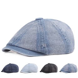 Image of Per uomo Berretto cappello Cappello da strillone Nero Blu Jeans Streetwear Moda Informale Esterno Giornaliero Per uscire Liscio Crema solare Lightinthebox