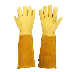 Image of guanti di pelle di pecora guanti di protezione del lavoro resistenti alla pugnalata guanti da giardinaggio patchwork allungati isolamento termico e guanti da barbecue Lightinthebox