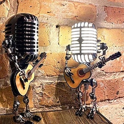Image of modello usb ferro battuto lampada da scrivania retrò decorazioni robot microfono per suonare la chitarra Lightinthebox