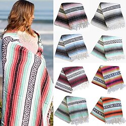 Image of coperta messicana con nappa geometrica coperta con nappe intrecciate telo mare coperta coperta da spiaggia coperta da picnic tappetino da yoga coperta di cotone Lightinthebox