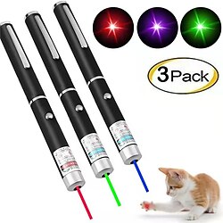 Image of 3pc torcia portatile portatile a tre colori giocattoli per gatti giocattolo per gatti a punto rosso per cani da interno gatti puntatore luminoso a led giocattoli interattivi per gatti (2 batterie Lightinthebox