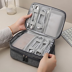 Image of nuova borsa da viaggio multifunzionale a doppio strato digitale borsa portaoggetti creativa borsa per fotocamera elettronica portatile per cuffie cationiche Lightinthebox