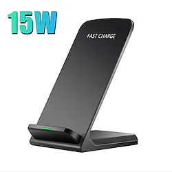 Fast Charger 15W Qi Wireless Charging Station for Iphone 13 12 11 Pro X Xs Xr 8 Samsung Galaxy S21 S20 Note20 S10 S9 Huawei Xiaomi Mobile Phone Charger Dock Stand Holder