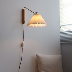 Light in the box Lightinthebox vintage wandlampen met stekker kabel en schakelaar houten wandlamp e27 slaapkamer bedlampjes verstelbare messing houder binnen woonkamer muur waslampen 110-240v