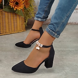 Image of Per donna Tacchi Stiletto Sandali Regali di San Valentino Scarpe da sera Sandali con tacco a blocchi Ufficio Giornaliero Tinta unica Perle di imitazione Tacco alto Quadrato Appuntite Elegante Di Lightinthebox