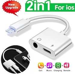 Adapter  Splitter For IPhone Headphones 2 In 1 Dual Interface For Iphone Charger Cable Aux Audio Adapter Converter For IPhone 13/12/11/X/XS/XR/8/7 IPad Support Calling  Charging