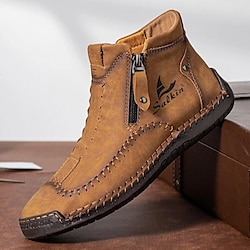 Image of Per uomo Stivalitti Scarpe casual da uomo Taglie forti Scarpe fatte a mano Scarpe comfort Footing Classico Informale Esterno Giornaliero Di pelle Traspirante Comodo Antiscivolo Cerniera Marrone Lightinthebox