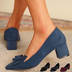 Image of Per donna Tacchi Stiletto Sandali Scarpe comfort Feste Ufficio Giornaliero Tinta unica Fiocco Quadrato Appuntite Elegante Classico minimalismo Raso Mocassino Nero Rosso Blu scuro Lightinthebox