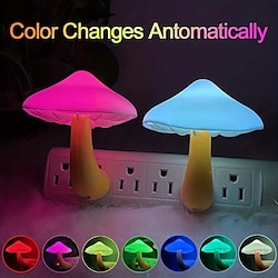 3 packs schattig paddestoel nachtlampje met schemer tot dageraad sensor - 7 kleuren led plug-in lamp voor kinderkamer en kinderkamer Lightinthebox