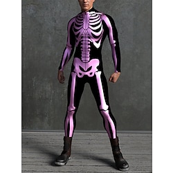 Skelet Schedel Carnavalskostuum Full Body Suit Cosplay kostuum Bodysuits Catsuit voor het hele lichaam Volwassenen Voor heren Dames Een stuk Eng kostuum Feest Halloween Maskerade Mardi Gras Makkelijk Lightinthebox