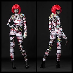 Zombie Mummie Carnavalskostuum Full Body Suit Cosplay kostuum Bodysuits Catsuit voor het hele lichaam Volwassenen Dames Een stuk Eng kostuum Feest Halloween Maskerade Mardi Gras Makkelijk Lightinthebox