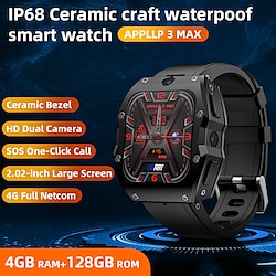 lokmat appllp 3 max smart watch 2.02 inch 4g lte cellulaire smartwatch telefoon 3g 4g bluetooth stappenteller oproepherinnering activity tracker compatibel met android ios vrouwen mannen gps handsfree Lightinthebox