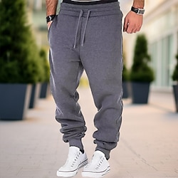 Light in the box Voor heren Joggingbroeken Jogger Broek Trekkoord Elastische taille Effen Kleur Comfort Ademend Casual Dagelijks Streetwear Katoenmix Sport Modieus Zwart / Wit Zwart Micro-elastisch