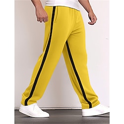 Light in the box Voor heren Joggingbroeken Jogger Broek Joggingbroek met rechte pijpen Trekkoord Elastische taille Recht been Kleurenblok Lapwerk Comfort Ademend Casual Dagelijks Feestdagen Sport Modieus Zwart Geel