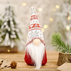 1 st söt jultomte prydnad, stående stickad mössa mini tomte med långt skägg, fritidshus inredning för matsal vardagsrum miniinthebox
