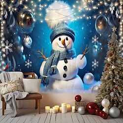jul snögubbe hängande gobeläng väggkonst stor gobeläng väggmålning dekor fotografi bakgrund filt gardin hem sovrum vardagsrum dekoration miniinthebox