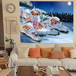 jul snöigt hus hängande gobeläng väggkonst stor gobeläng väggmålning dekor fotografi bakgrund filt gardin hem sovrum vardagsrum dekoration miniinthebox