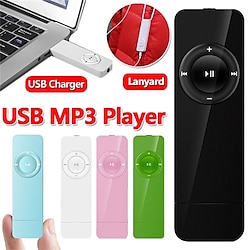 Digital MP3 Player Portable USB Rechargable Media Sound MP3 Music Player with Lanyard for Student Valentine\'s Day Gifts