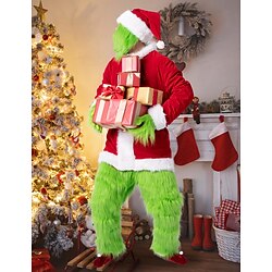grinch outfits grön stor monster kostym för män 7st jul deluxe lurvig vuxen tomte kostym grön outfit miniinthebox