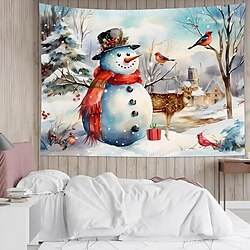 jul snögubbe hängande gobeläng väggkonst stor gobeläng väggmålning dekor fotografi bakgrund filt gardin hem sovrum vardagsrum dekoration miniinthebox
