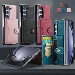 telefon fodral Till Samsung Galaxy Z Fold 5 Plånboksfodral Avtagbar Kortplats Ensfärgat PC PU läder miniinthebox