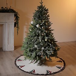 48 stickad trädkjol trädbottenförkläde ylle julklappsdekoration pälsfranskant 3d pälsögla cederträ trefärgad trädkjol miniinthebox