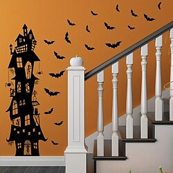 hemskt vackert väggdekal för slottsfladdermus - perfekt för halloween-inredning och rumsdekoration miniinthebox