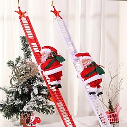 jul elektrisk jultomte leksak klättra röd stege dekoration nyår present barn barn julgran prydnad hängande miniinthebox