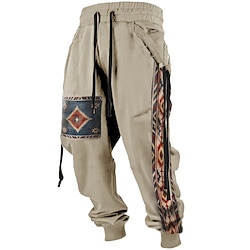 Light in the box Tribal Vintage Voor heren 3D-afdrukken Joggingbroeken Broeken Buiten Straat Casual / Dagelijks Polyester khakiMMedium Taille Elasticiteit Broek