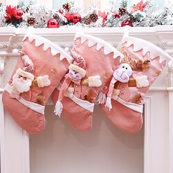 julstrumpor rosa presentpåsar för barn kakor present julpynt julpynt godis förvaringspåse kakstrumpor påse julklappar strumpa tyg julgranshänge godis miniinthebox