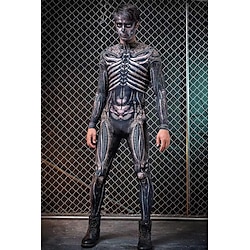 Scheletro / Teschio Costume cosplay Bodysuit Per adulto Per uomo Cosplay Halloween Prestazioni Feste Halloween Halloween Carnevale Mascherata Costumi di Halloween facili Lightinthebox