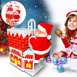 jultomten leksaker, jultomten elektrisk klätterskorsten med musik rolig jul figur prydnad juldekoration för barn barn leksak miniinthebox