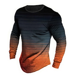 Grafisk Färgblock Mode Designer Ledigt Herr 3D-tryck T-shirt Utomhussport Helgdag Utekväll T-shirt Gul Blå Orange Långärmad Rund hals Skjorta Vår Höst Kläder S M L XL 2XL 3XL 4XL miniinthebox