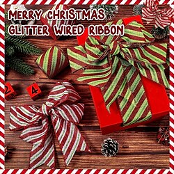 1st julsnöre band röd grön rand glitter wrap säckväv dekoration för hemmafest miniinthebox