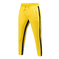 Light in the box Voor heren Joggingbroeken Jogger Joggingbroek met rechte pijpen Zak Trekkoord Elastische taille Streep Comfort Ademend Buiten Dagelijks Uitgaan Modieus Casual Zwart Geel