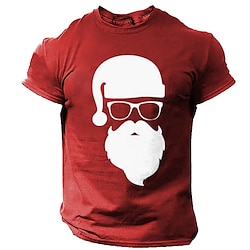 Christmas Men's Santa Claus Merry Christmas T shirt Cotton Short Sleeve Graphic Shirt Black White Red Comfortable Tee Sports Outdoor Holiday Fashion Designer Clothing