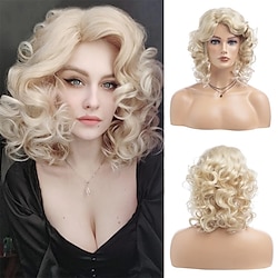 Short Curly Blonde Wig for Women Soft Synthetic Heat Resistant Party Costumes Halloween Wigs