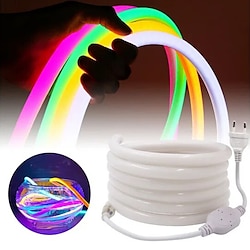 Waterproof 360 Round Neon Led Light Strip 220V-240V Tube Flexible Rope Lights Pool Light Strip Holiday Home Decoration for Indoors Outdoors DIY Decor