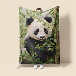 Light in the box panda dierenpatroon zachte deken, nieuwigheid flanellen dekens warm bedrukt alle seizoenen kamerdecoratie geschenken woondecoratie