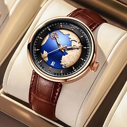 Luxury Men Watches Blue Earth Series Automatic Mechanical Watch Casual Business Wristwatch Hollow Skeleton Automatic Self-winding Luminous Waterproof Dive Watch Gift Male Clock