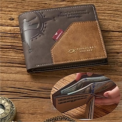 Men's Vintage Leather Short Wallet Money Clip Multi-card Card Holder Bifold Horizontal Wallet With Zipper Coin Pocket Gift For Men