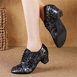 Women's Latin Shoes Modern Shoes Line Dance Performance Training Party Fashion Party / Evening Professional Low Heel Black
