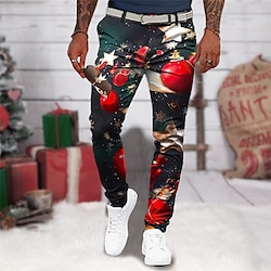 Christmas Bell Business Casual Men's 3D Print Christmas Pants Dress Pants Pants Trousers Outdoor Daily Wear Streetwear Polyester Yellow Red Blue S M L Medium Waist Elasticity Pants