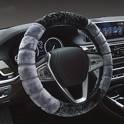 Winter Short Plush Steering Wheel Cover Winter Warm Car Interior Set Creative Stitching Multi-Color Pattern