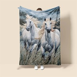 Light in the box Paard dierpatroon zachte deken, nieuwigheid flanellen dekens warm bedrukt alle seizoenen kamerdecoratie geschenken woondecoratie
