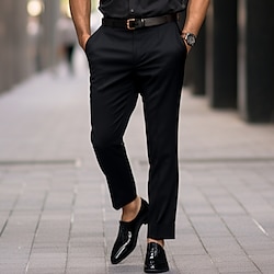 Men's Dress Pants Trousers Slacks Suit Pants Pocket Straight Leg Plain Comfort Breathable Outdoor Daily Going out Fashion Casual Black Navy Blue